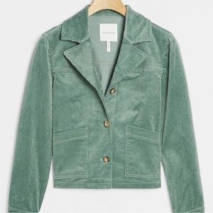 ANTHROPOLOGIE Avec Les Files Tegan Teal Corduroy Utility Work Jacket